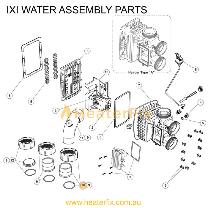 AstralPool IXI Universal Half Union Kit ( I Ea, Requires 2 Kits For Full Unit Replacement) - Heater Spare Part