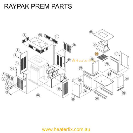 Raypak Gas Heater Baffles – Heat Exchanger Set Diagram