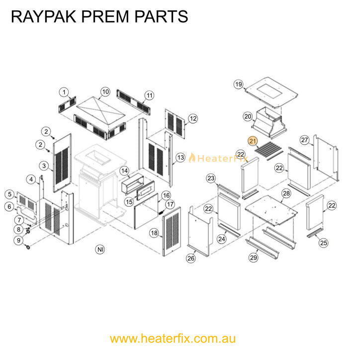 Raypak Gas Heater Baffles – Heat Exchanger Set Diagram