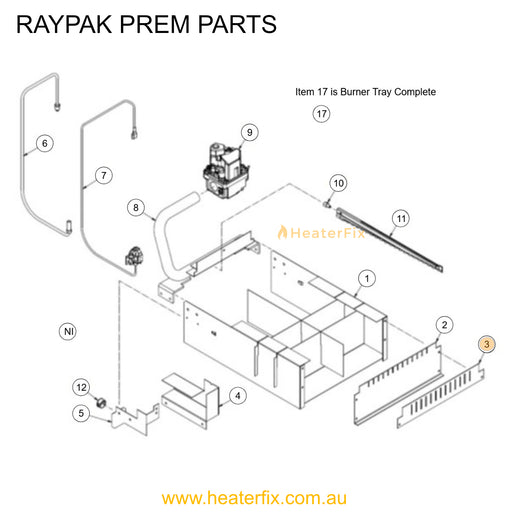 Raypak Burner Hold Down Bracket Diagram