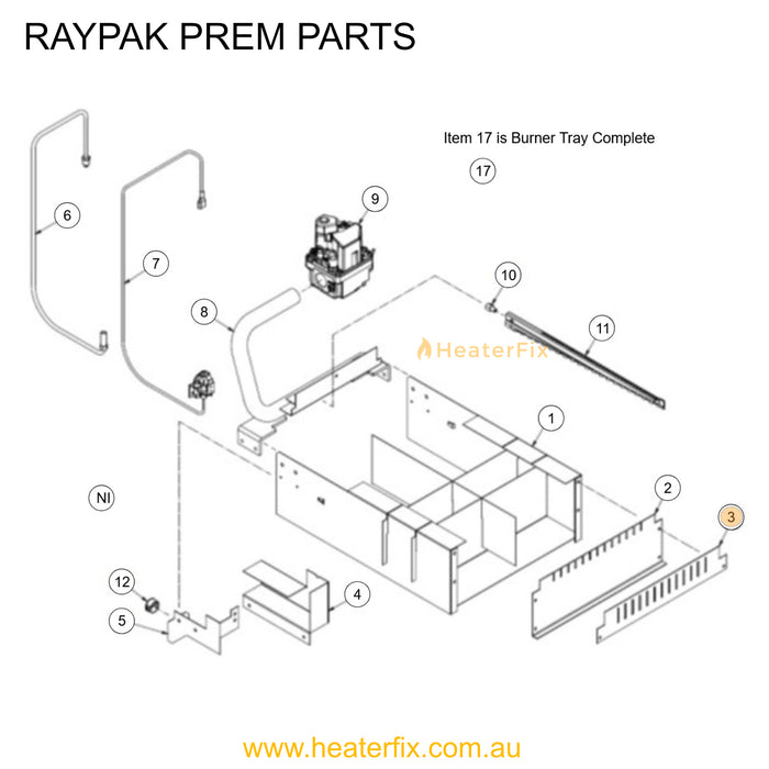 Raypak Burner Hold Down Bracket Diagram