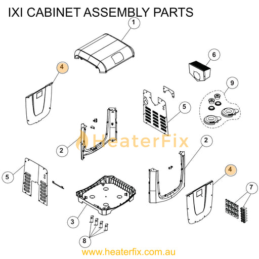 AstralPool IXI Heater Front Or Back Panel Kit - Heater Spare Part