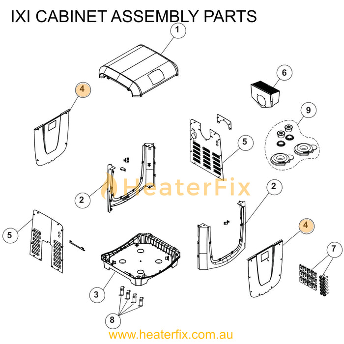 AstralPool IXI Heater Front Or Back Panel Kit - Heater Spare Part