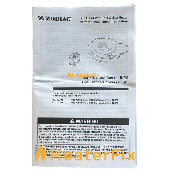AstralPool IXI NAT to LPG Conversion Kit Instructions