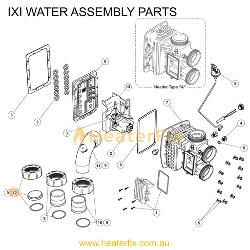 AstralPool IXI Drain Cap Assmebly Kit - Heater Spare Part