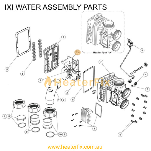 AstralPool IXI Flow Plate Assembly - Heater Spare Part