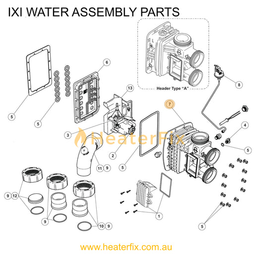 AstralPool IXI Manifold, 3 Port (No Backplate Included: Must Order Separately) - Heater Spare Part