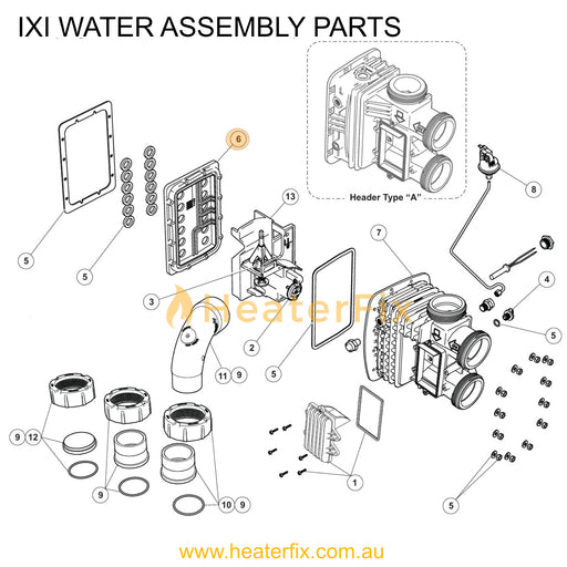 AstralPool IXI 200 IXI 370 Manifold Backplate Kit - Heater Spare Part